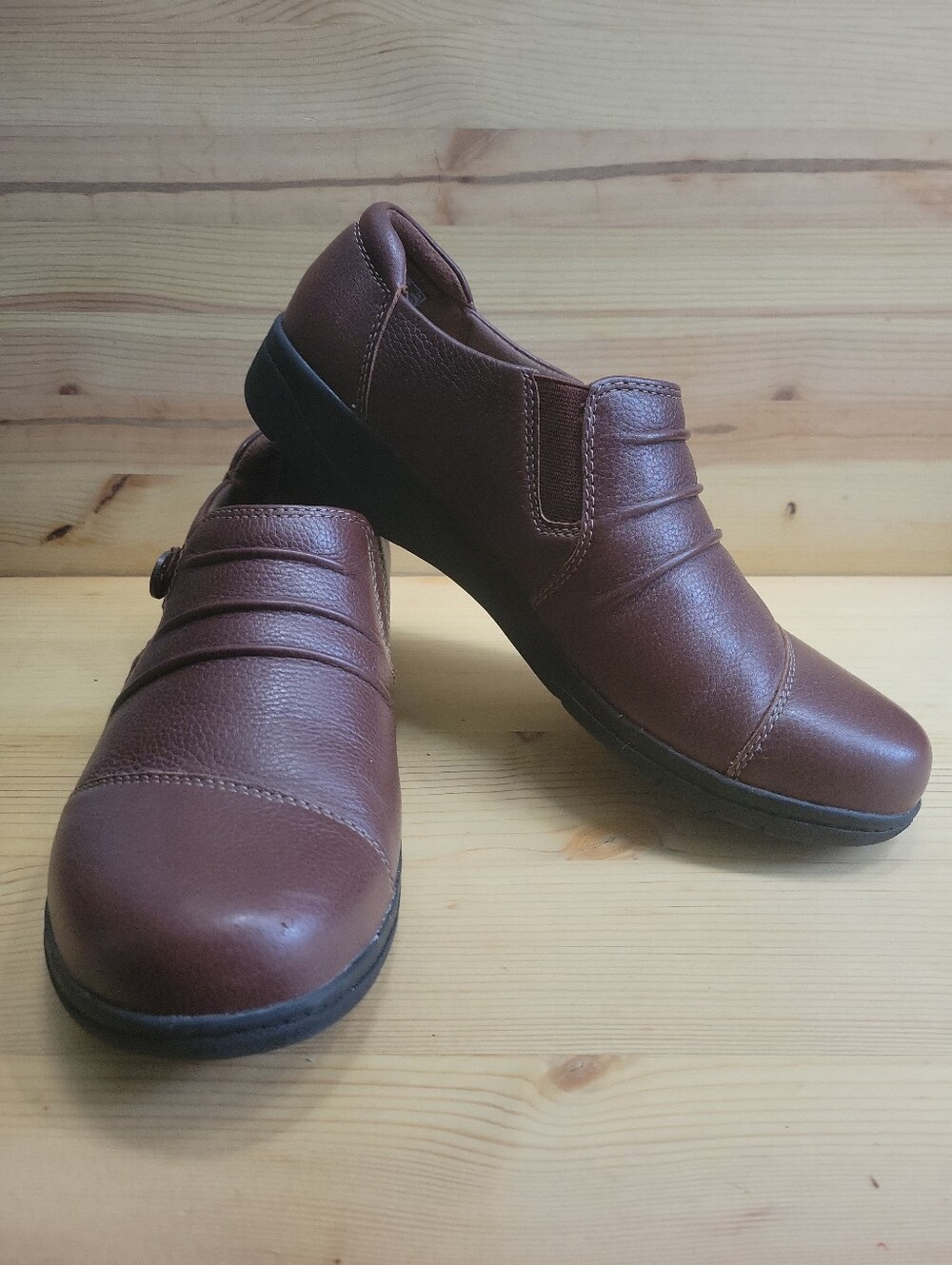 Womens clarks ultimate comfort collection brown lather slip on size 9W - Picture 1 of 11